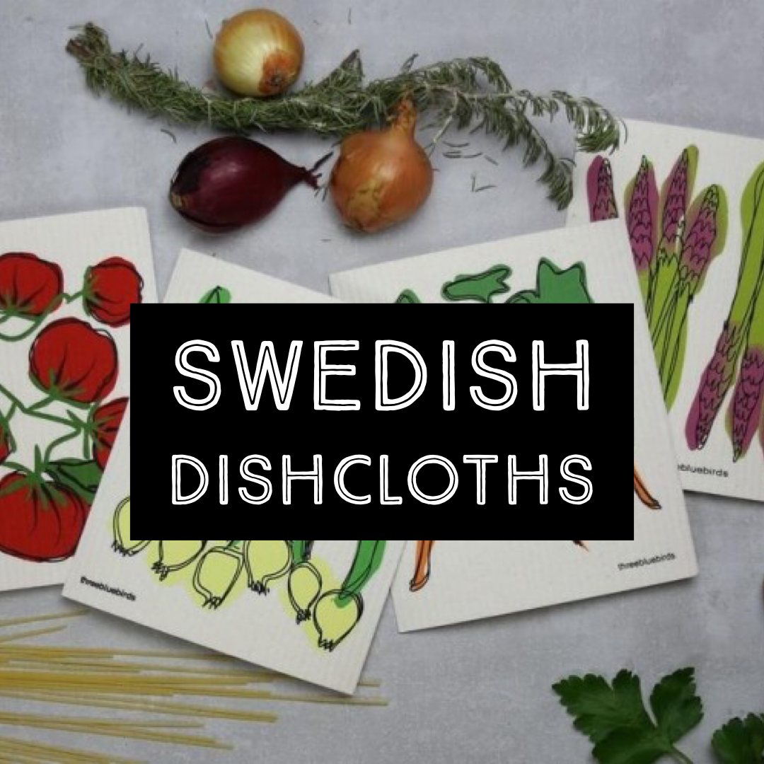 Swedish Dishcloth Set of 3 Greenbirds on Wire Design