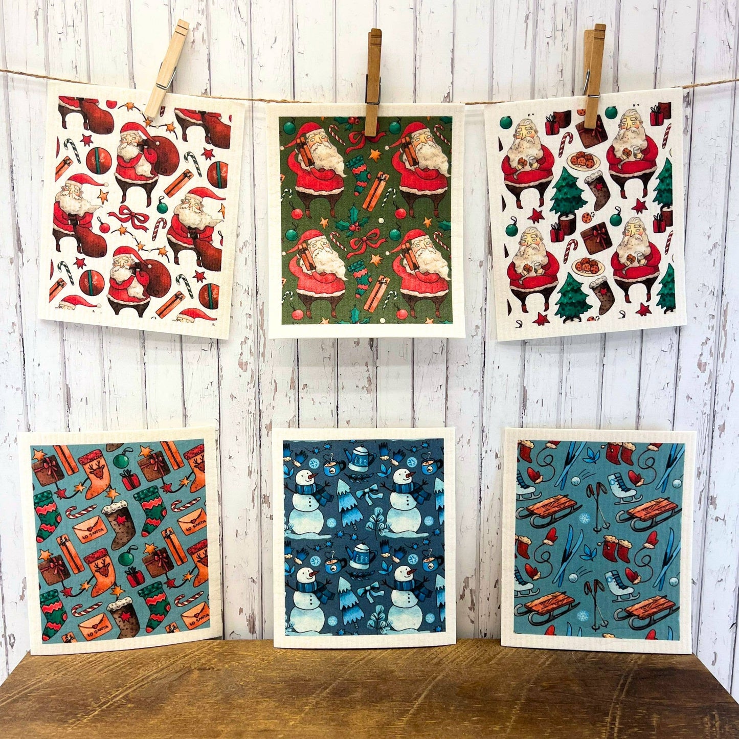 Snowman & Hot Chocolate Swedish Dishcloth - Christmas Decor