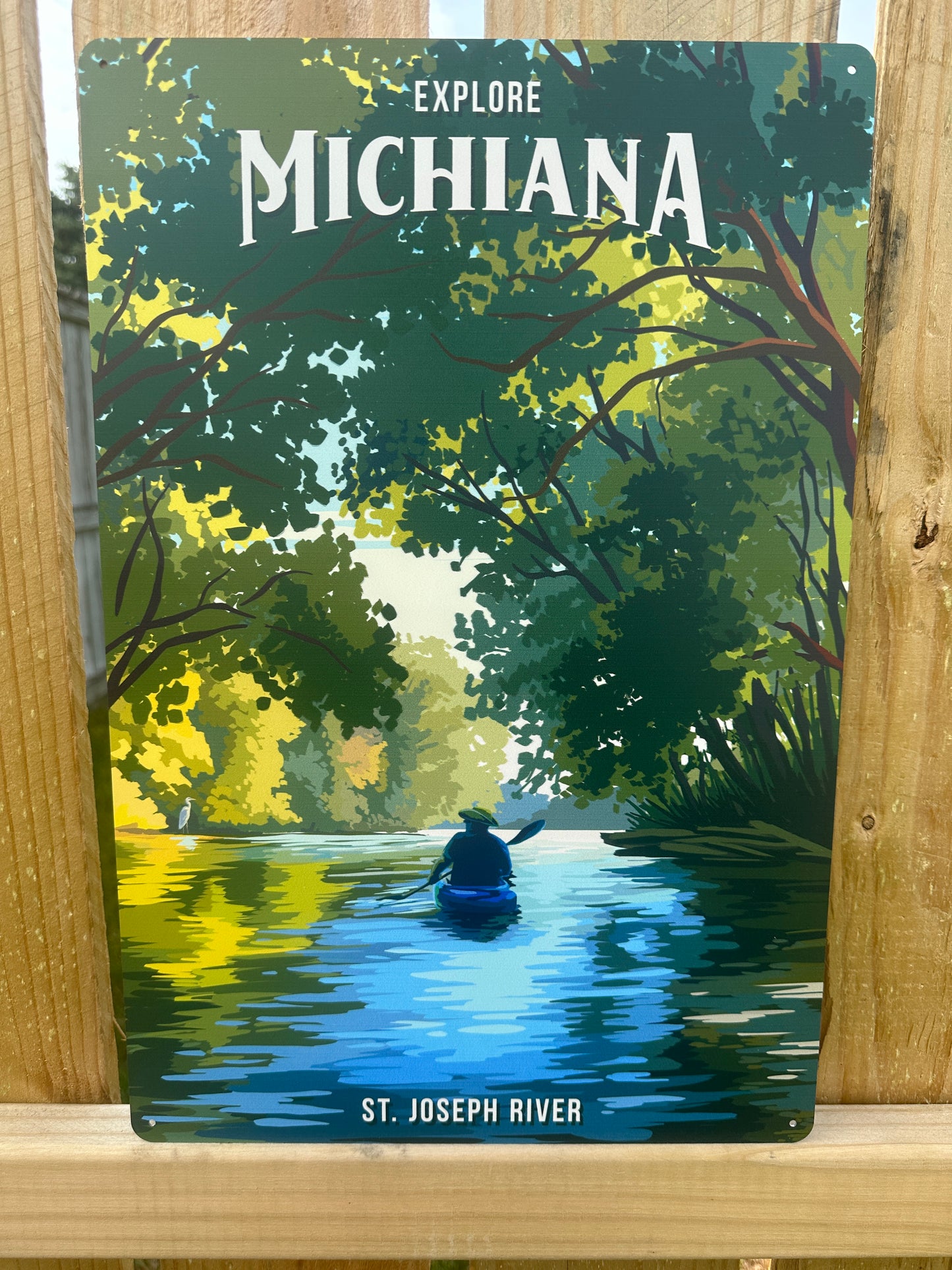 explore michiana st Joseph river metal sign