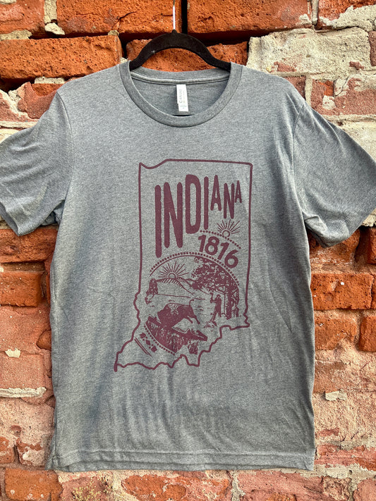 indiana state seal bison grey tee