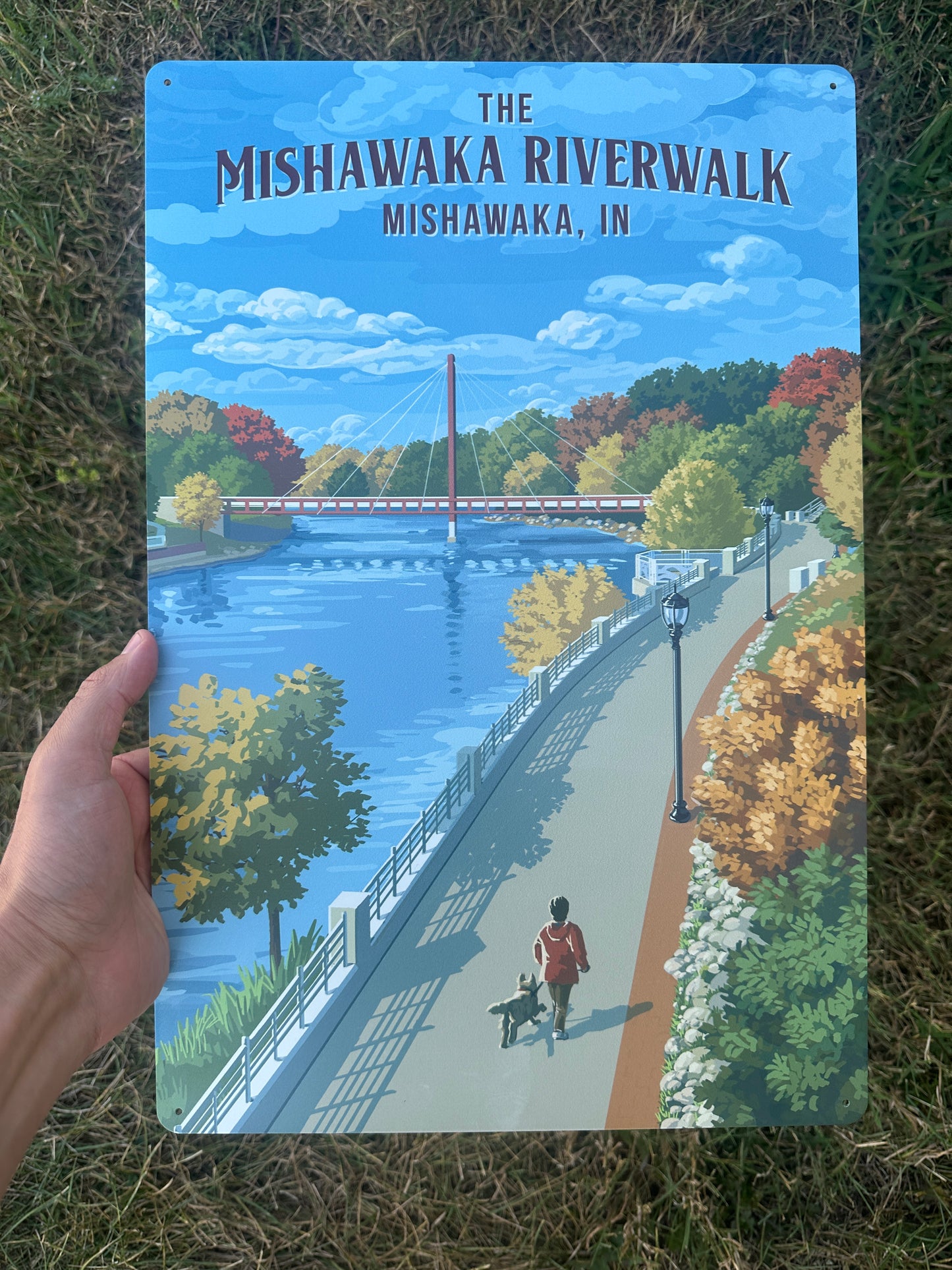 Mishawaka Riverwalk Metal Sign | Fall Colors 12x18