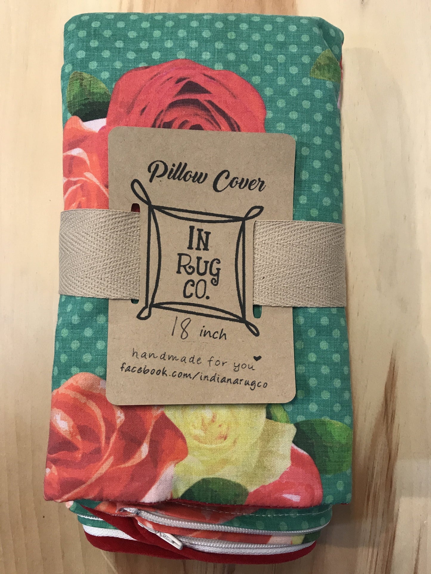 18" Roses, Polka Dot & Red Suede Pillow Covers - InRugCo Studio & Gift Shop