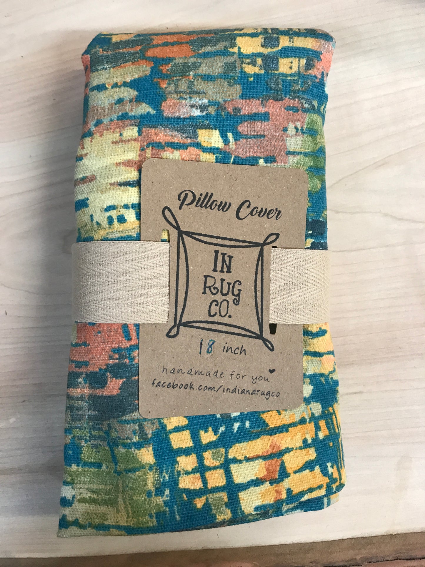 18" Orange, Blue, Green Brush Strokes Pillow Covers - InRugCo Studio & Gift Shop