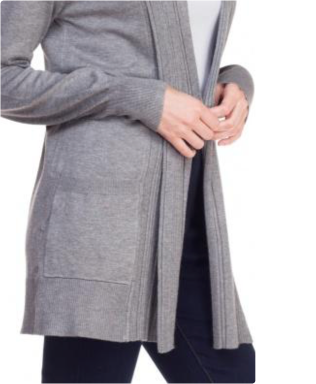 Open Front Drape Ribbed Cardigan | Heather Grey