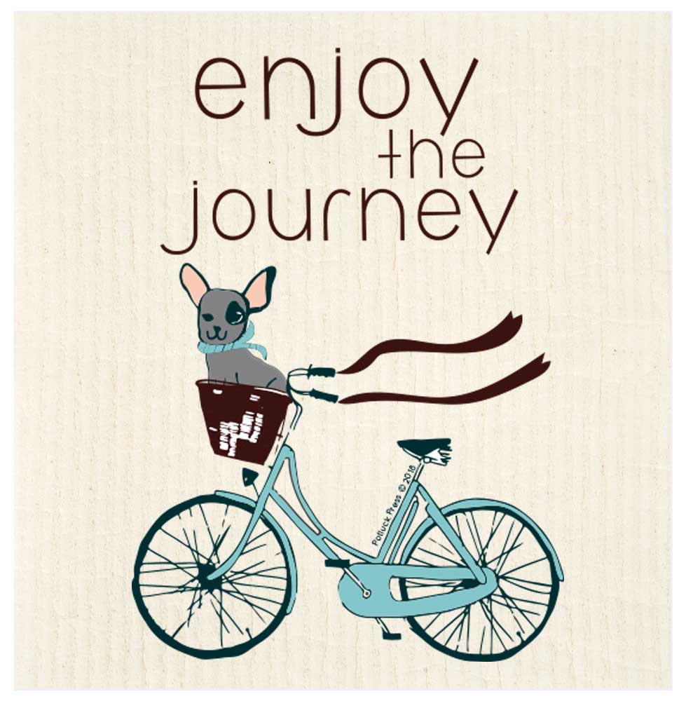 swedish dishcloth enjoy journey dog bicycle studio potluck press sd002