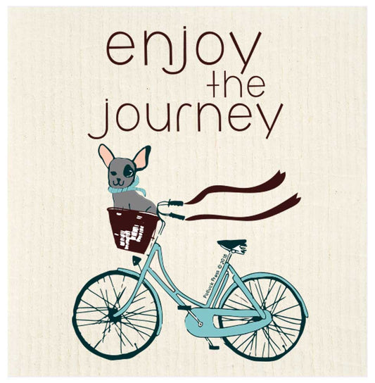 swedish dishcloth enjoy journey dog bicycle studio potluck press sd002
