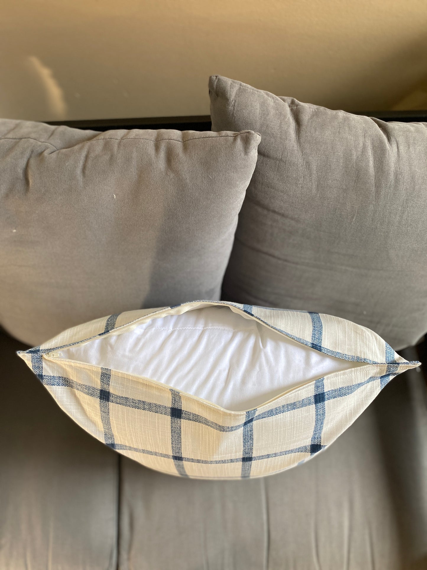 20" Blue & Light Grey Pattern Pillow Covers - InRugCo Studio & Gift Shop
