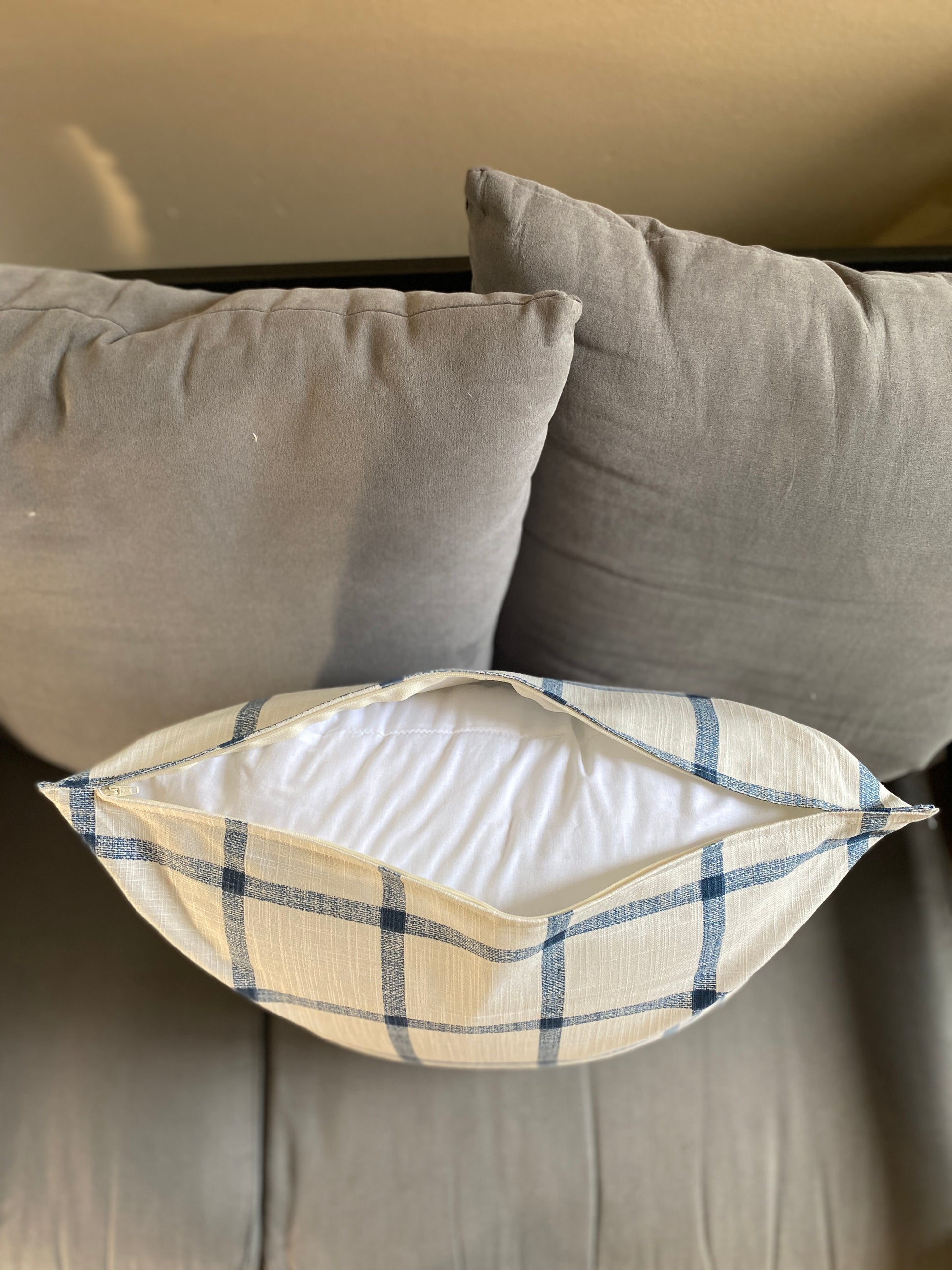 20" Blue & Light Grey Pattern Pillow Covers - InRugCo Studio & Gift Shop