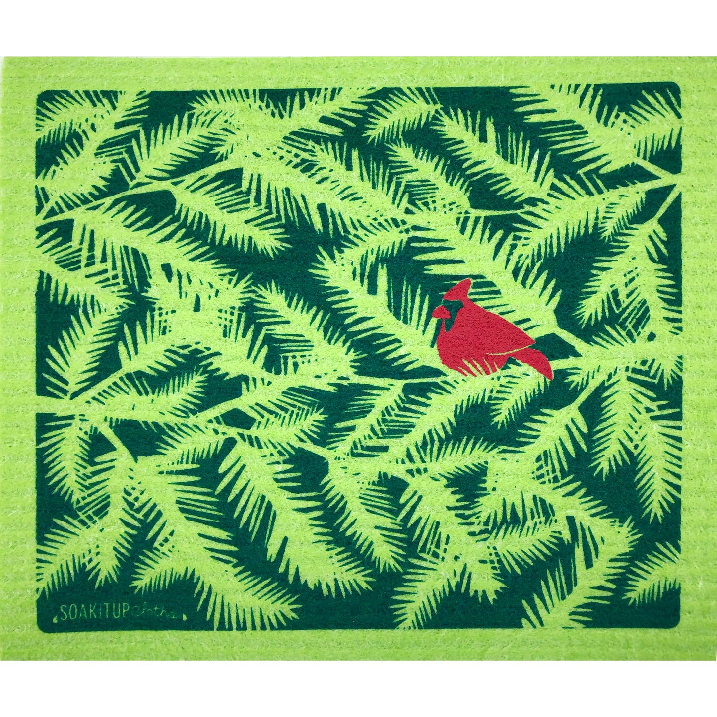 cardinal branches apple dishcloth