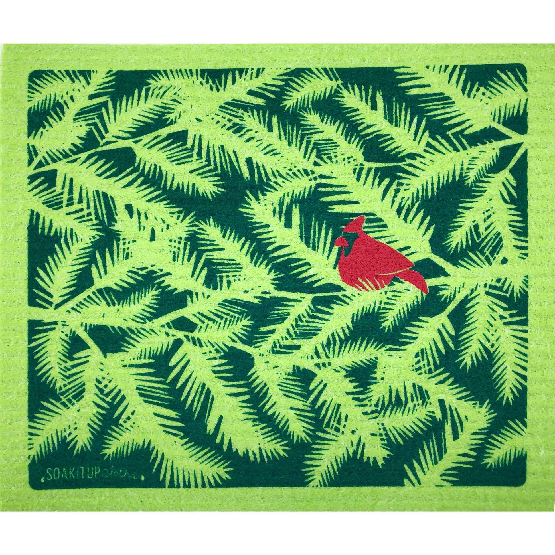 cardinal branches apple dishcloth