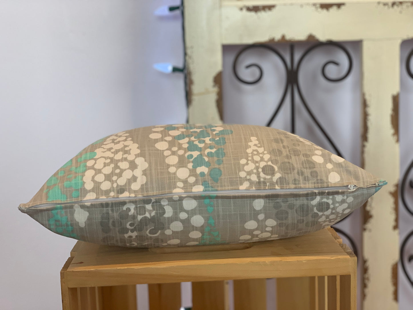 Lumbar (12" x 16") Grey & Blue Polka Dot Pillow Covers - InRugCo Studio & Gift Shop