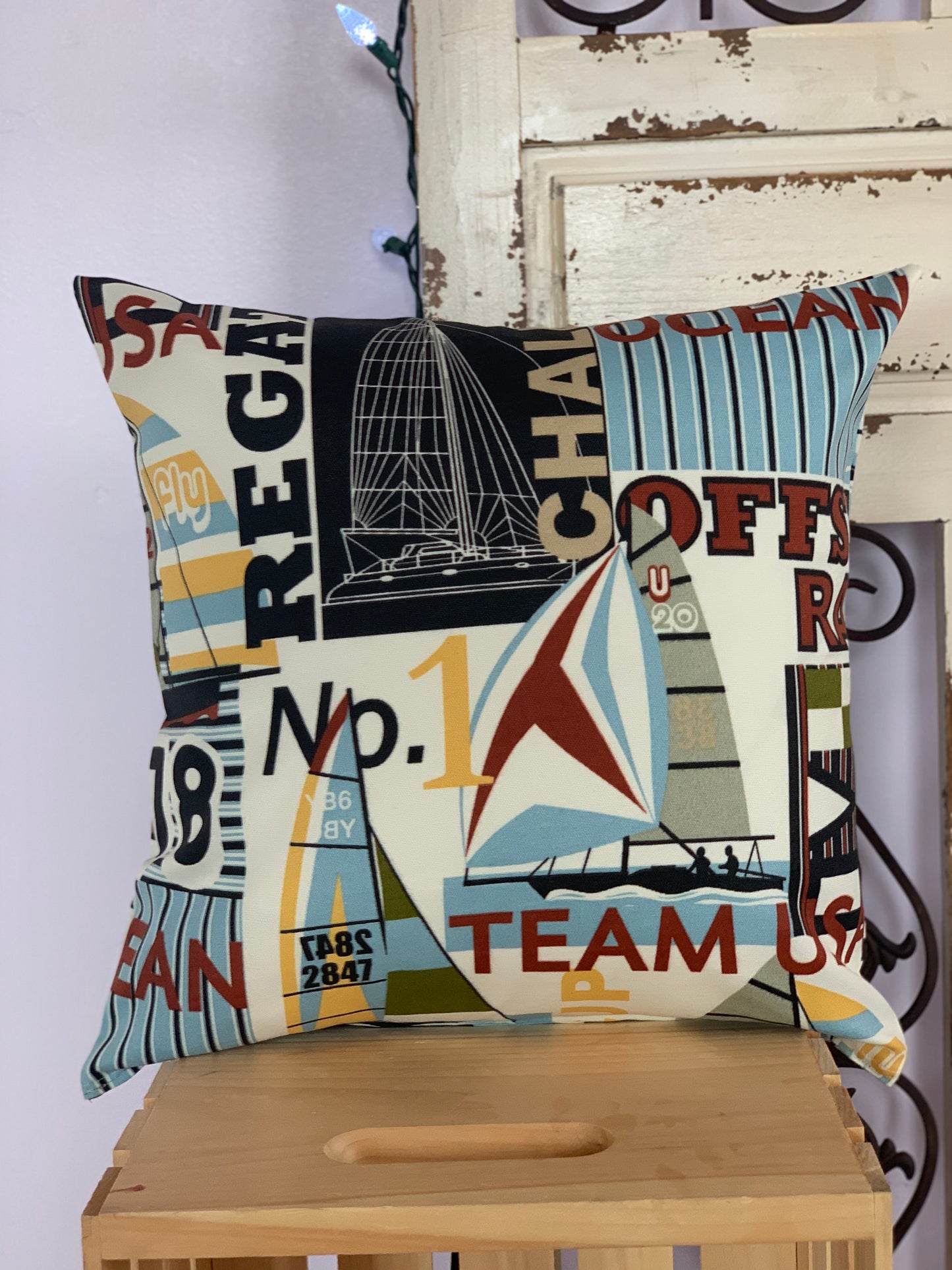 18" Nautical Sailboat Pillow Covers - InRugCo Studio & Gift Shop