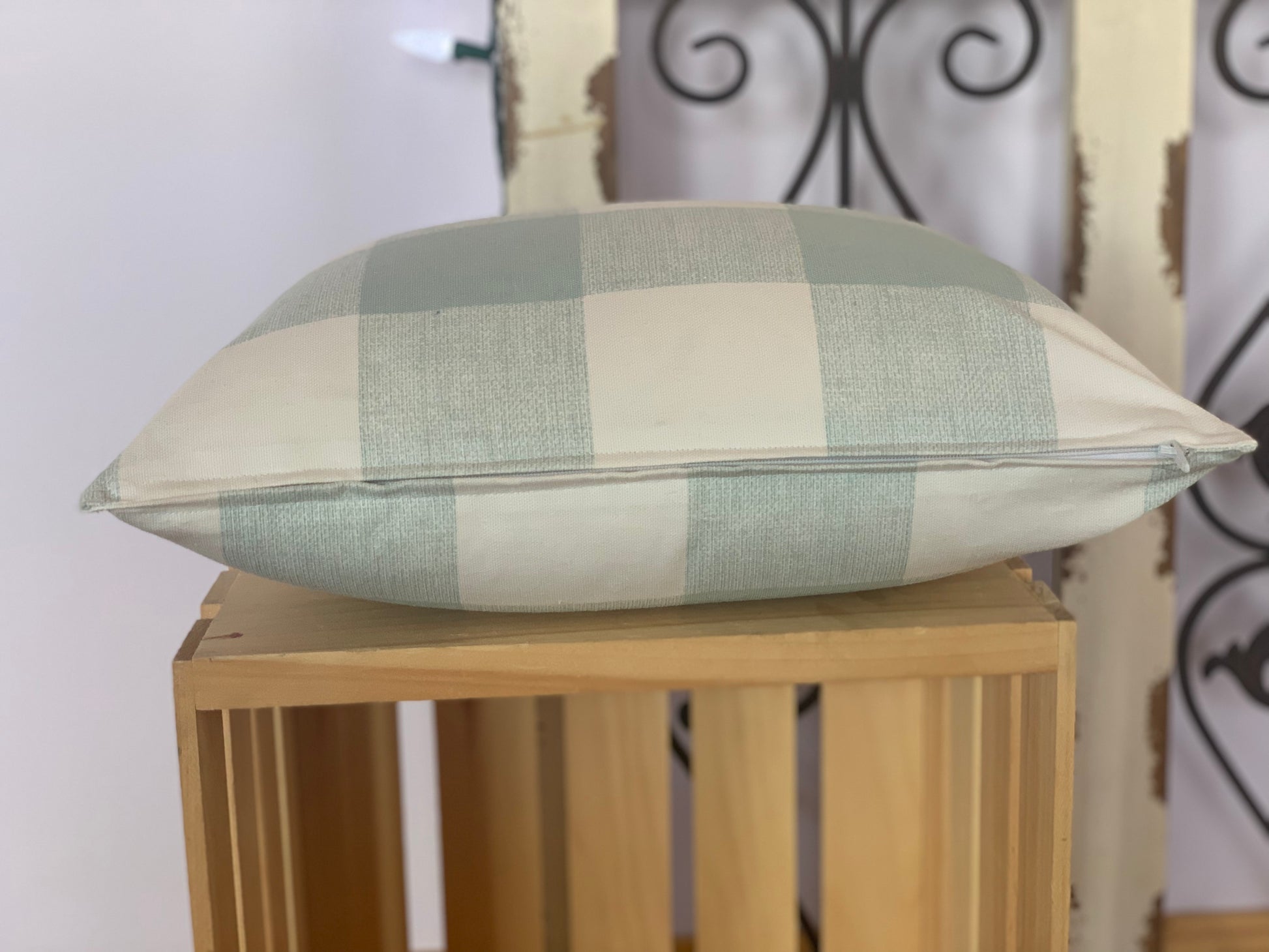 Lumbar (12" x 16") Spa Blue Buffalo Plaid Pillow Covers - InRugCo Studio & Gift Shop