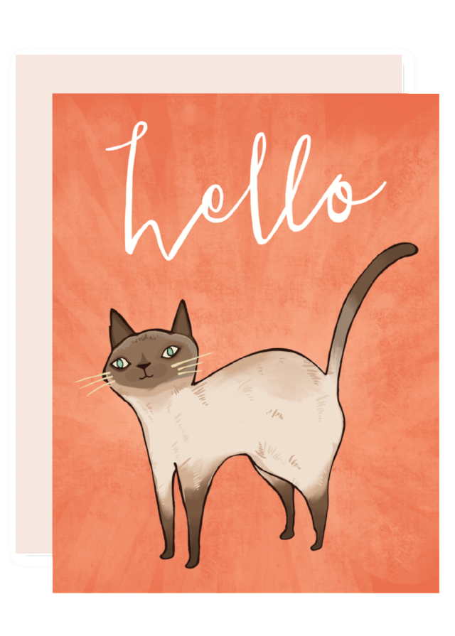 hello cat greeting card