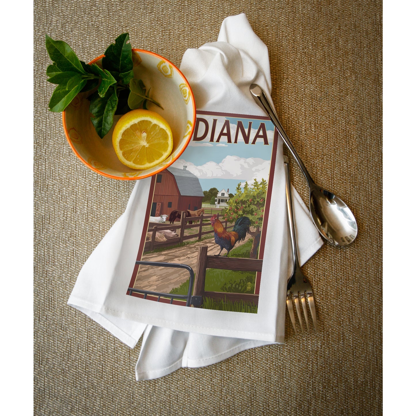 indiana barnyard tea towel