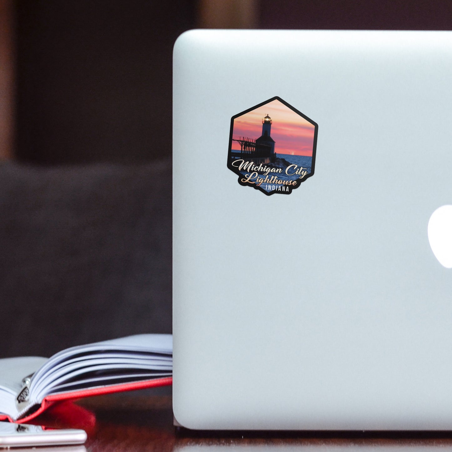 lantern press michigan city lighthouse sticker