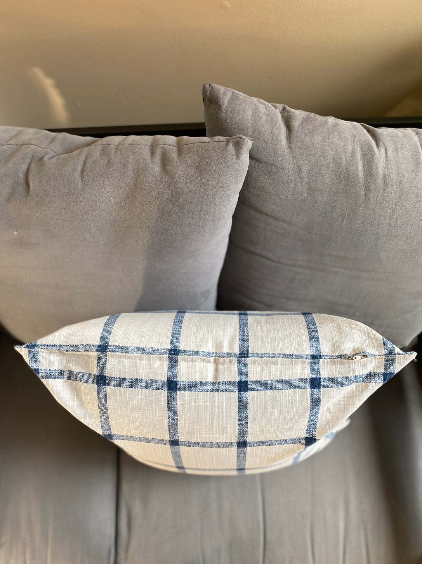20" Blue & Light Grey Pattern Pillow Covers - InRugCo Studio & Gift Shop