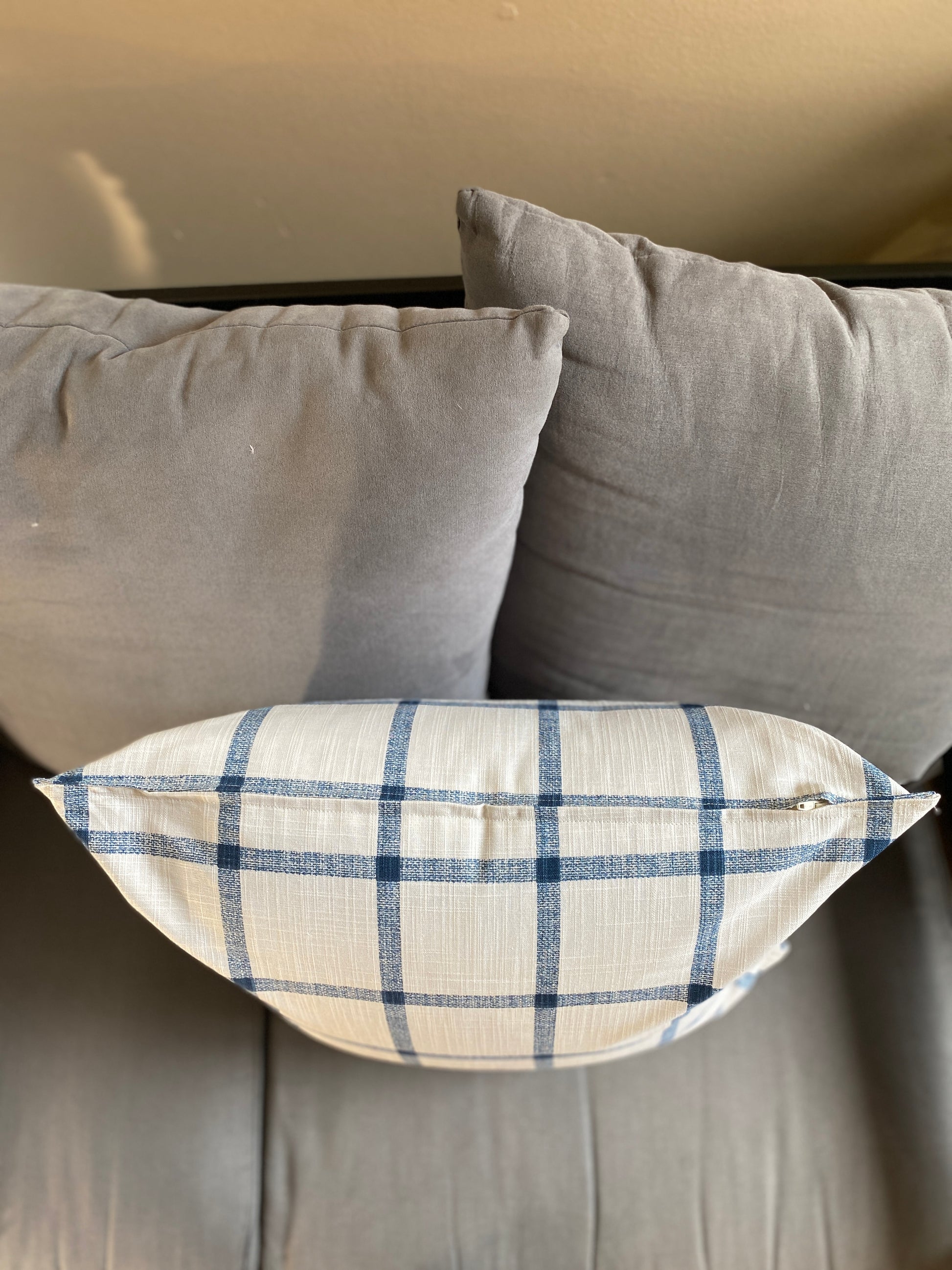 20" Blue & Light Grey Pattern Pillow Covers - InRugCo Studio & Gift Shop