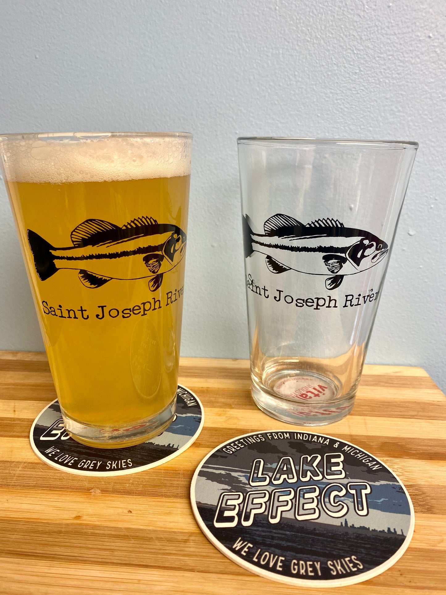 st. Joseph river pint glass bass