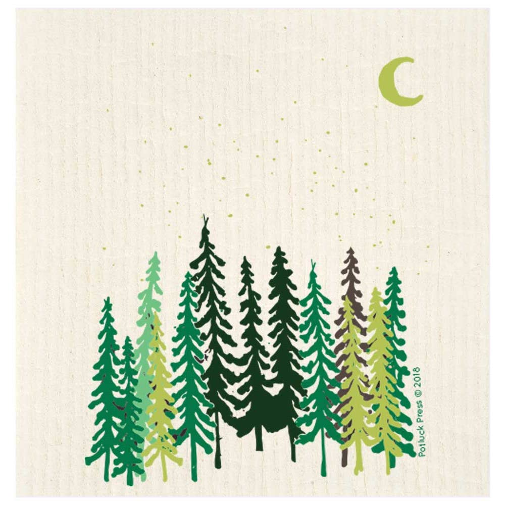 tall trees and moon swedish dishcloth potluck press