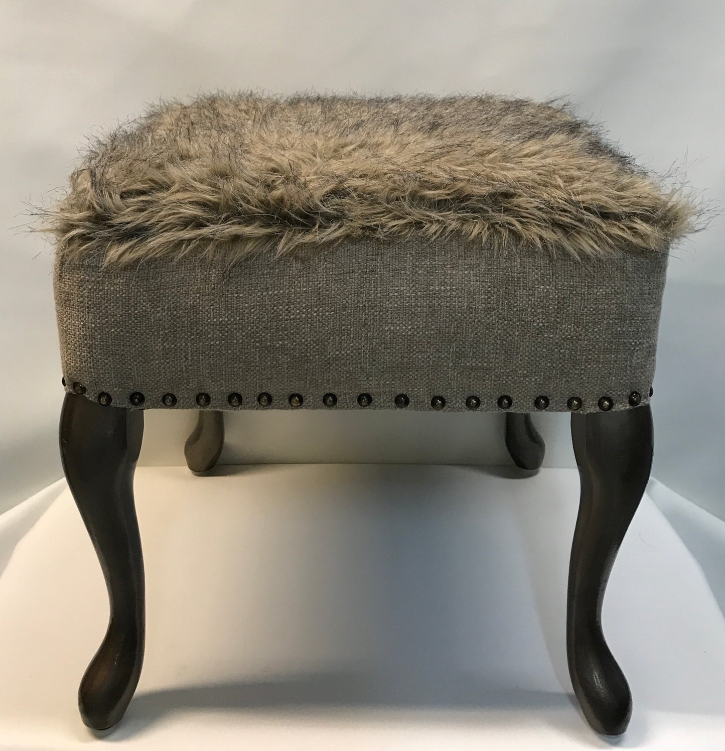 Tan Faux Fur Ottoman - InRugCo Studio & Gift Shop