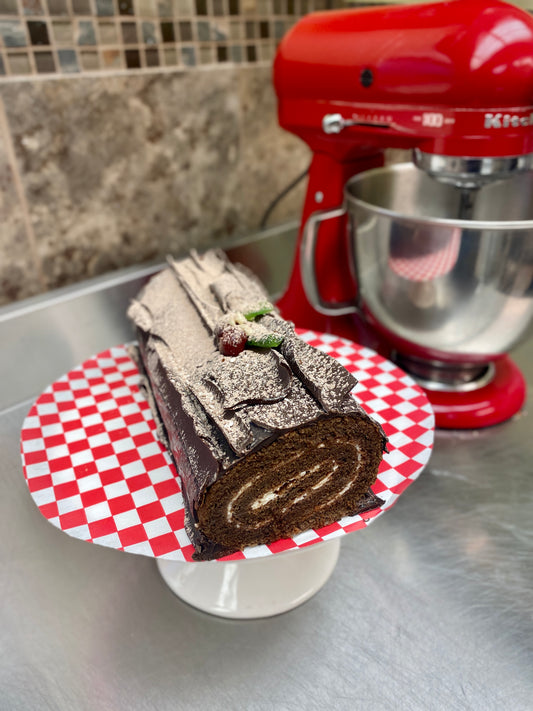 Yule log lolas pastry bread jam bakery