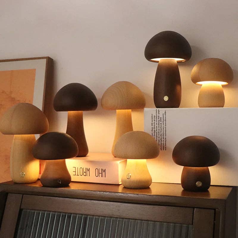 Wooden Mushroom Lamp