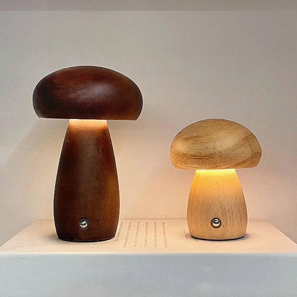 Wooden Mushroom Lamp