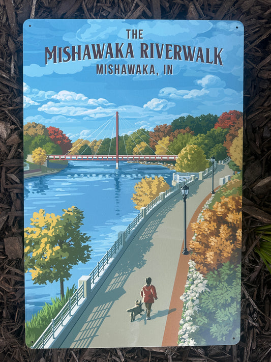 Mishawaka Riverwalk Metal Sign | Fall Colors 12x18