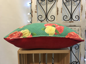 18" Roses, Polka Dot & Red Suede Pillow Covers - InRugCo Studio & Gift Shop