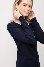 Load image into Gallery viewer, Women&#39;s Round Neck Shank Button Down Cardigan | Red