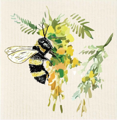bee on flowers swedish dishcloth