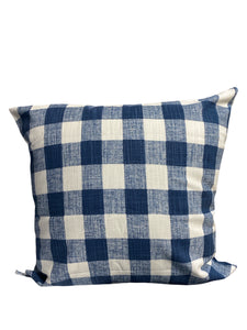 blue and white plaid 18x18 pillow
