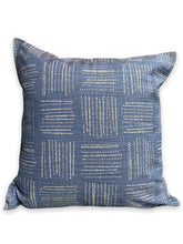Load image into Gallery viewer, blue boho squares pillow 18x18