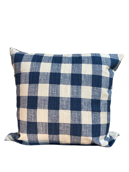 blue plaid pillow 18x18
