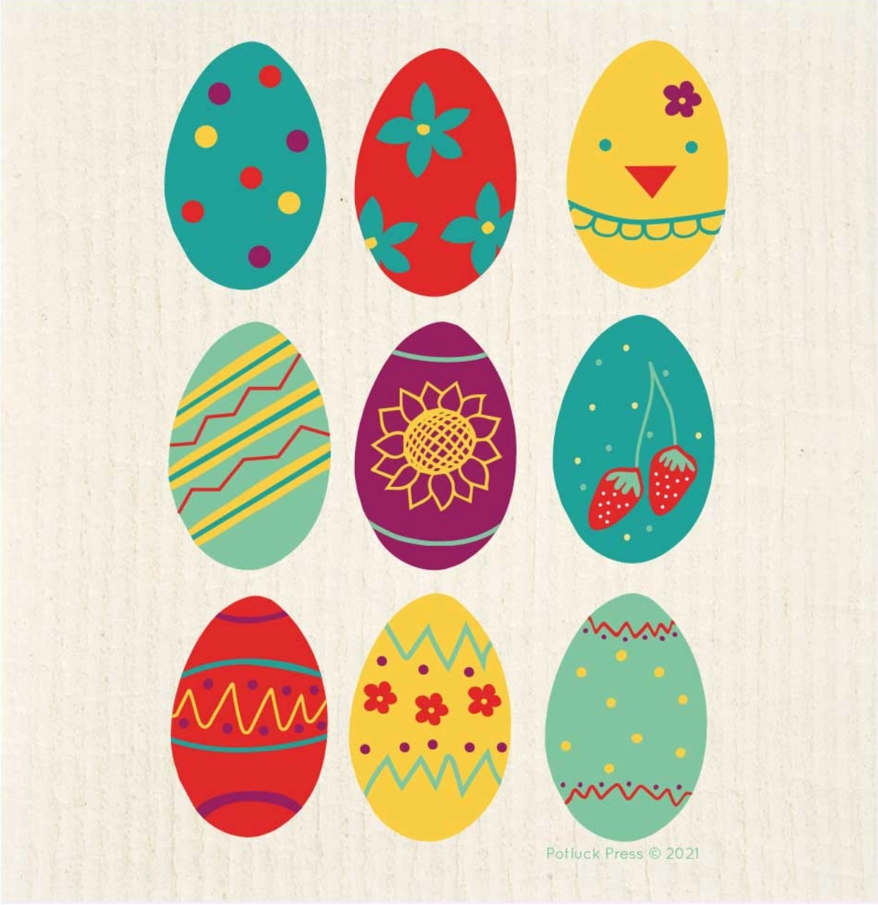 colorful Easter egg swedish dishcloth
