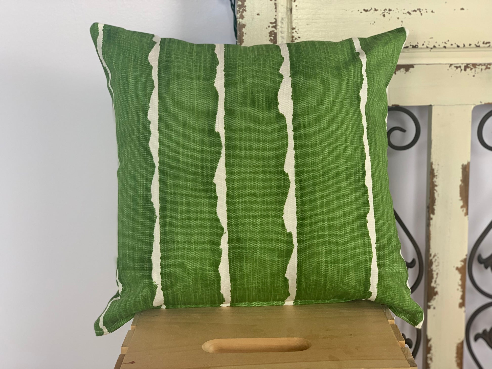 18" Green w/ White Stripe Pillow Covers - InRugCo Studio & Gift Shop