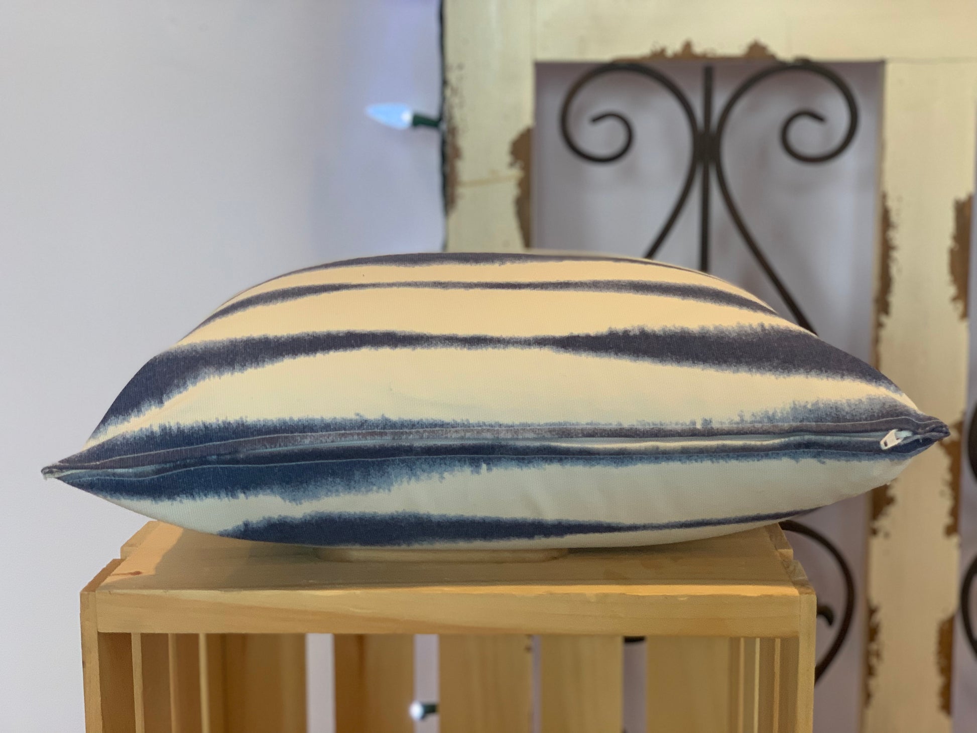 Lumbar (12" x 16") Abstract Blue Striped Pillow Covers - InRugCo Studio & Gift Shop