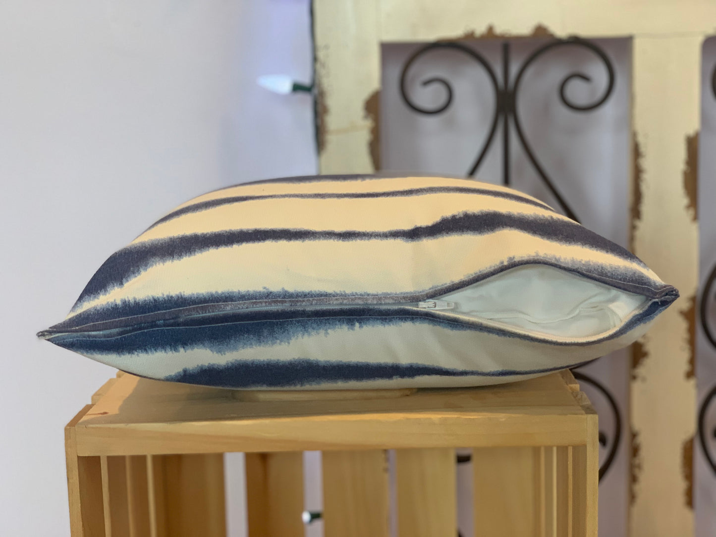 Lumbar (12" x 16") Abstract Blue Striped Pillow Covers - InRugCo Studio & Gift Shop