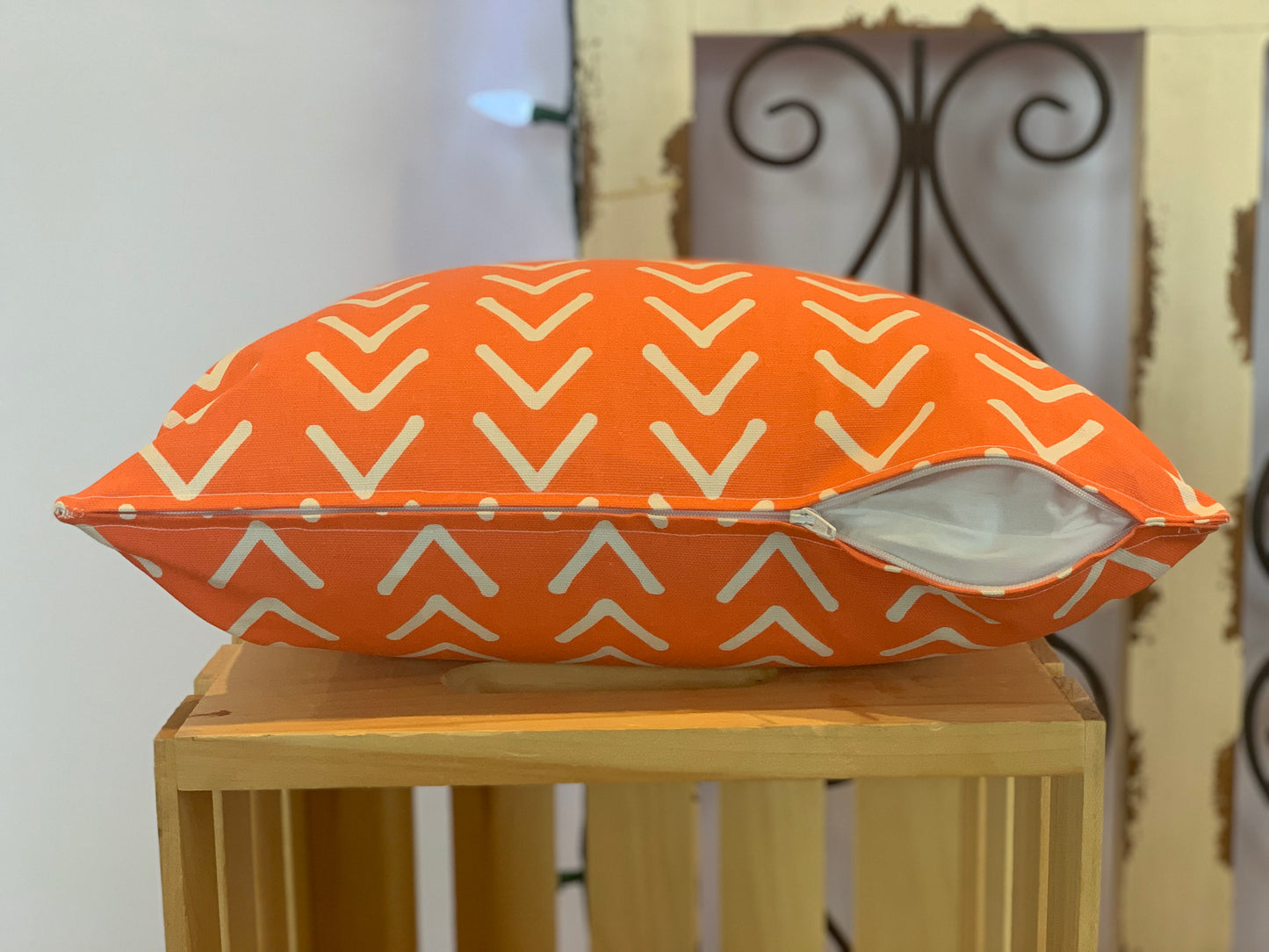 Lumbar (12" x 16") Orange and White Pillow Covers - InRugCo Studio & Gift Shop