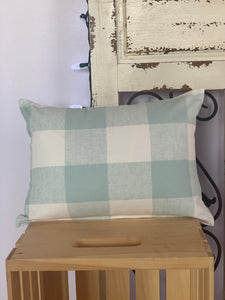 Lumbar (12" x 16") Spa Blue Buffalo Plaid Pillow Covers - InRugCo Studio & Gift Shop