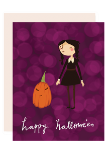 girl and pumpkin halloween pencil joy