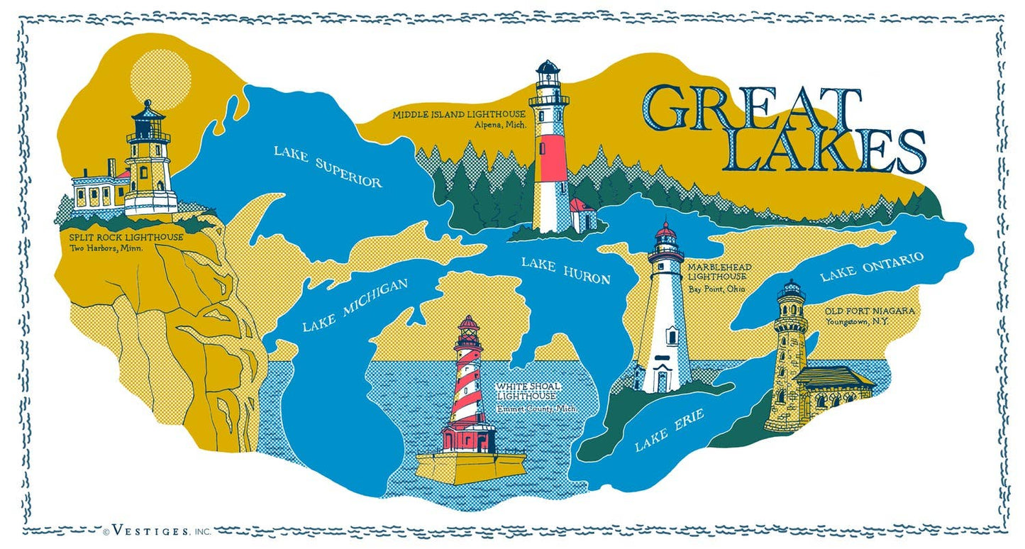 Great Lakes tea towel