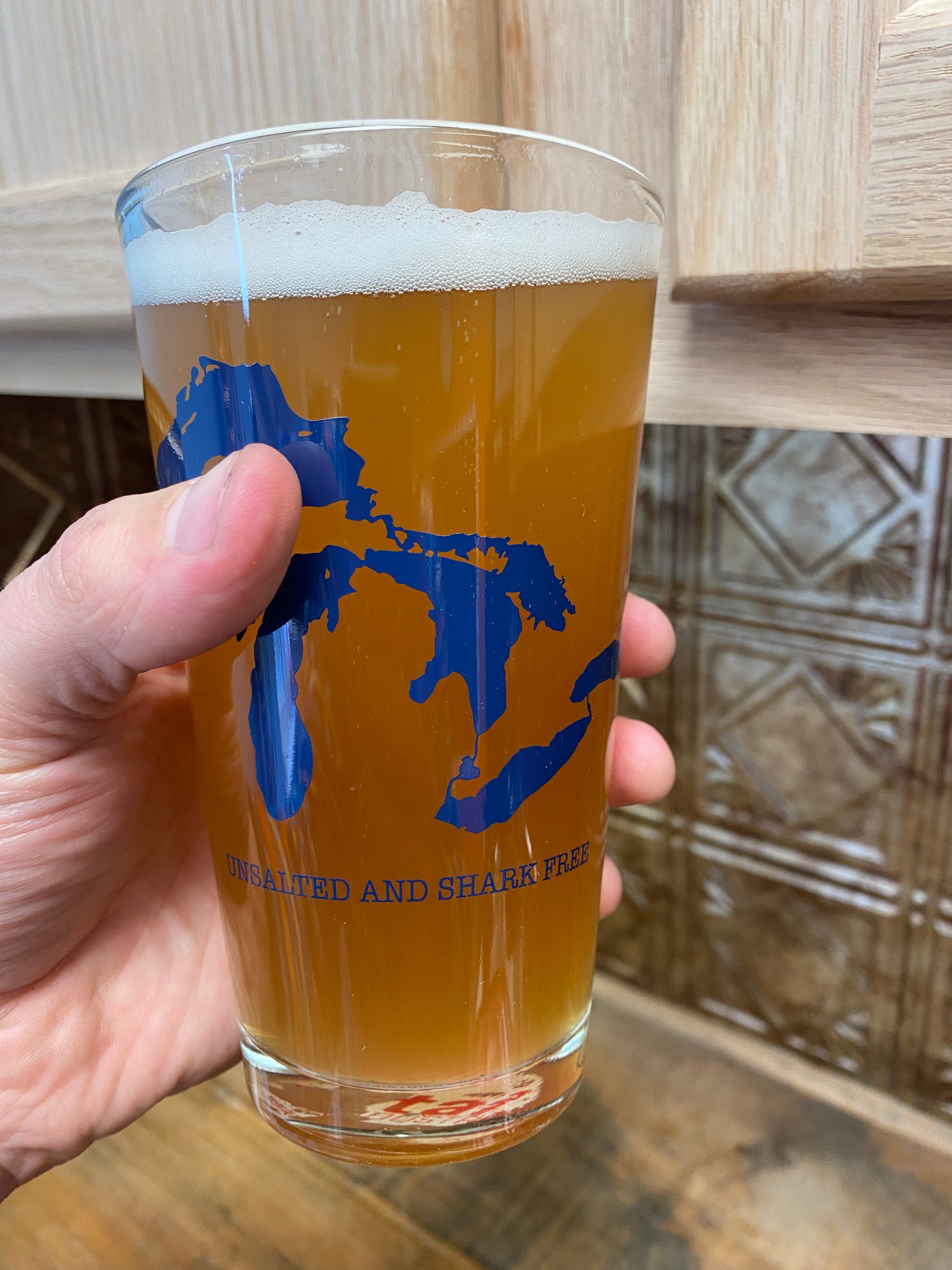 Great Lakes unsalted and shark free glass pint
