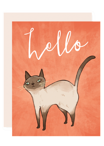 hello cat greeting card