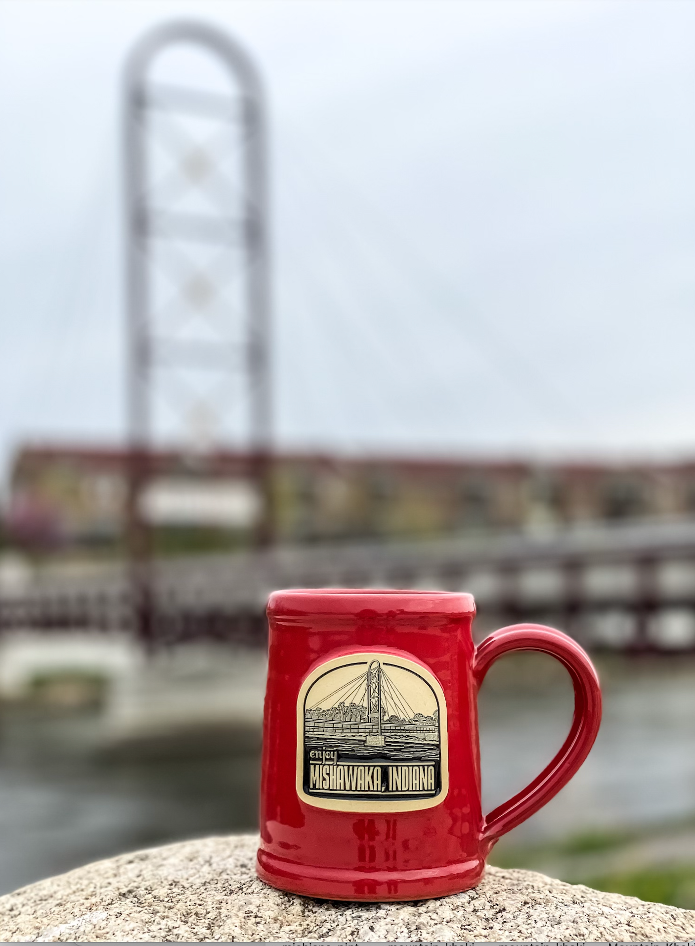 Mishawaka Indiana coffee mug Potawatomi red
