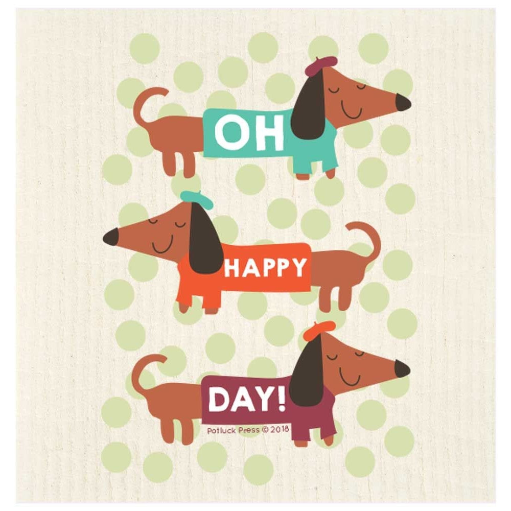 oh happy day dachshund swedish dishcloth