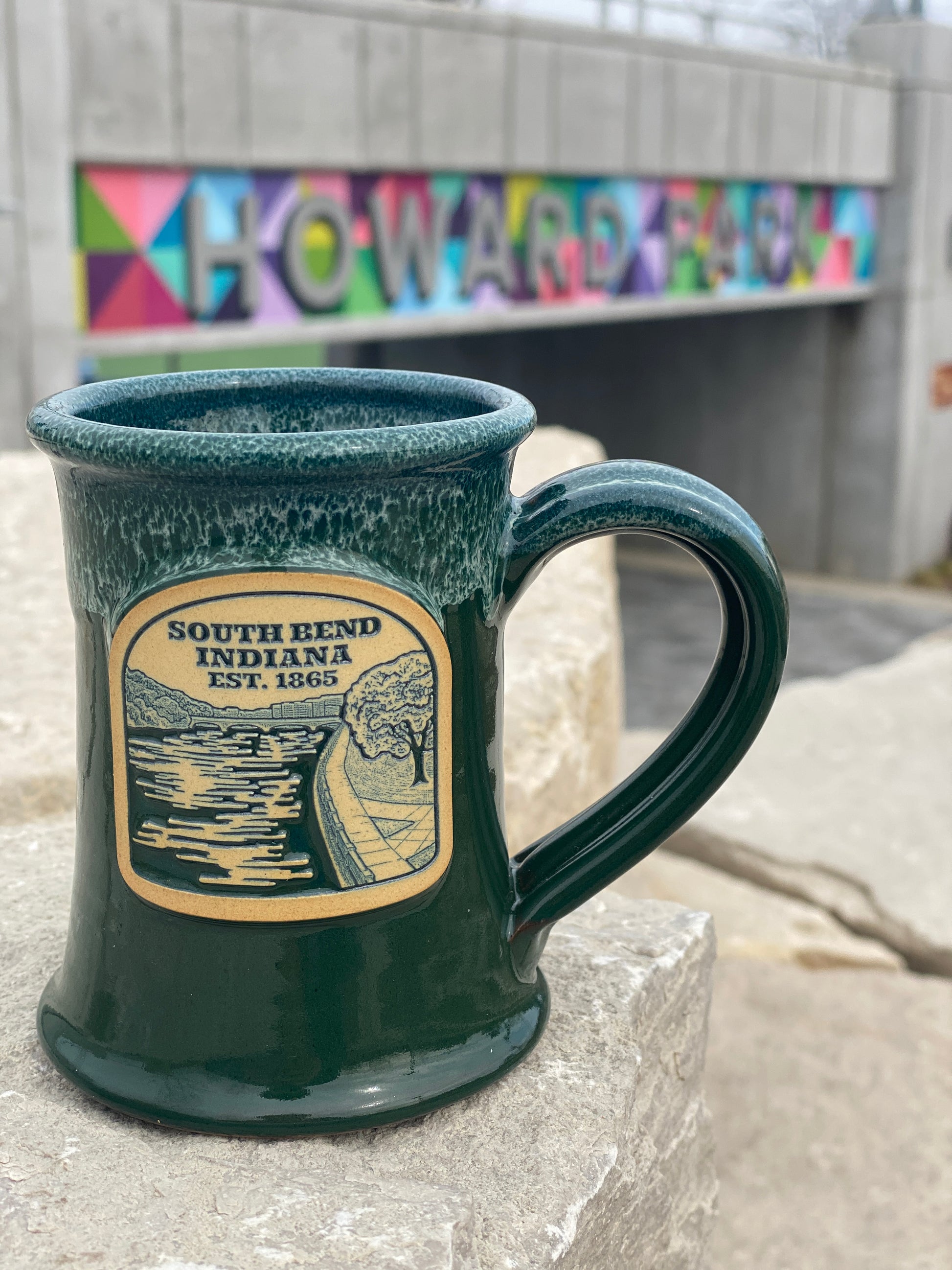 south bend in mug Irish green