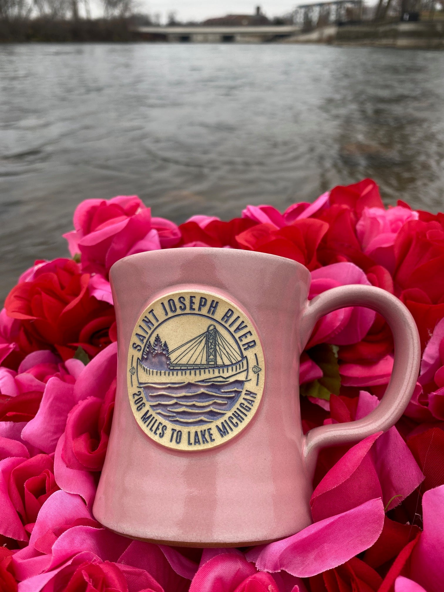 st Joseph river mug flamingo pink