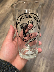 the wild wild midwest squirrel pint glass